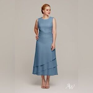 Blue Lavender Tiered High Low Chiffon Dress